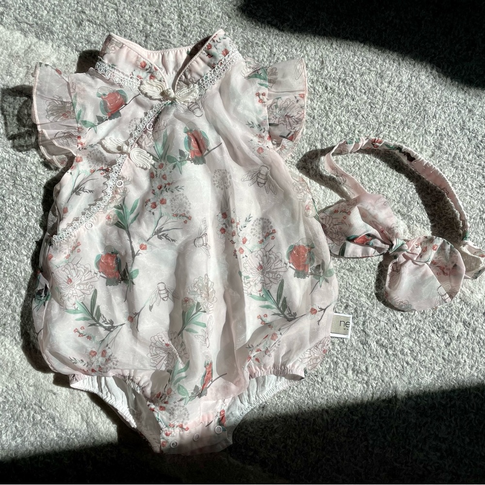 Baby Chiffon Onesie with Headband